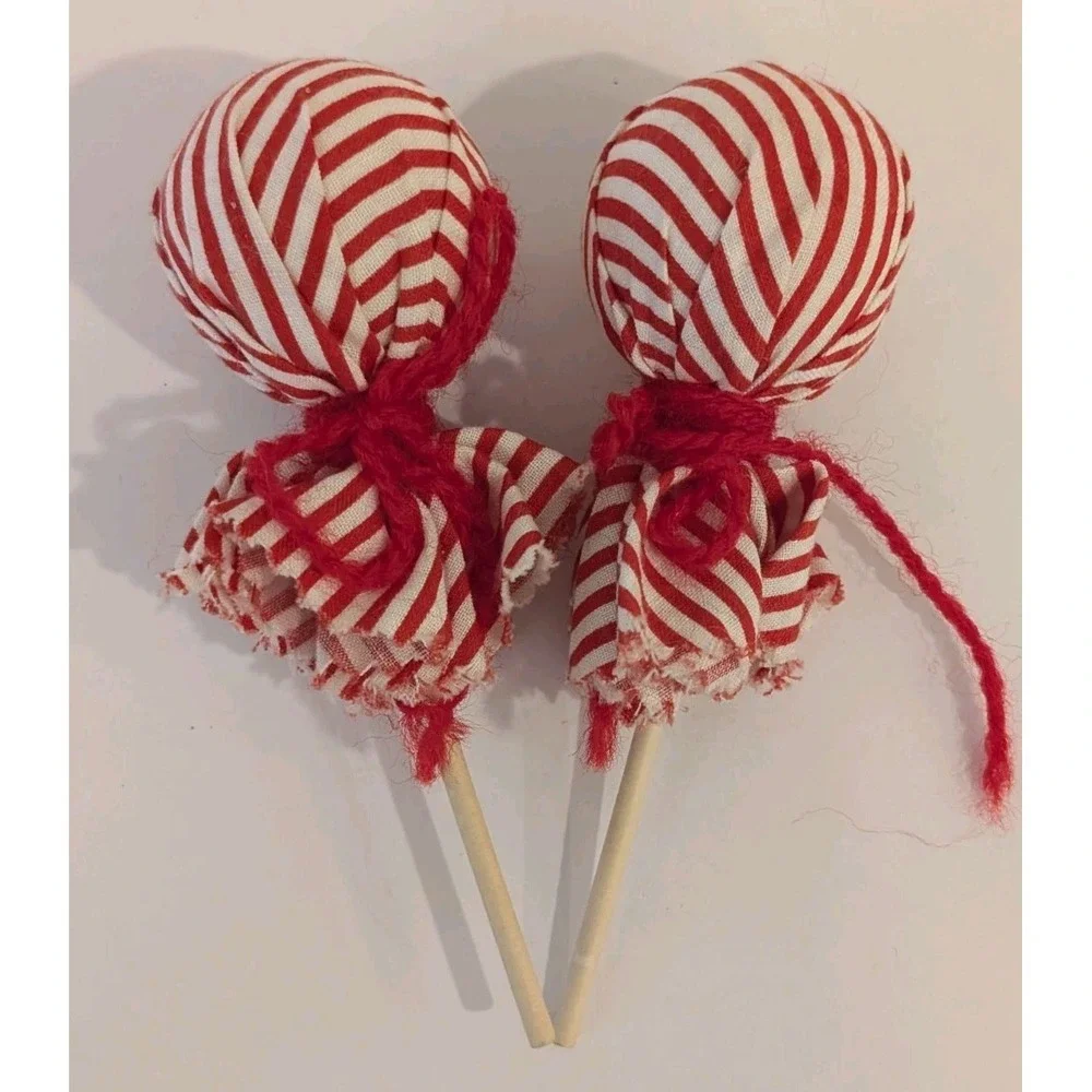 Lot of 3 Vtg Christmas Candy Ornament Decorations Lollipops Peppermint Floral